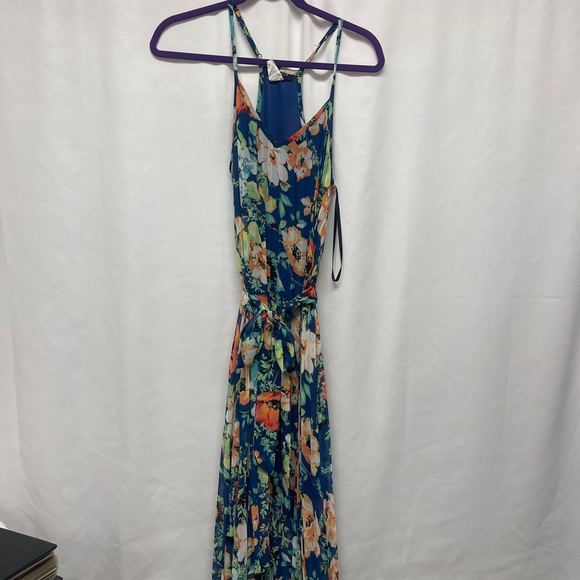 B Darlin Pleated Floral Maxi Dress with Tie - Picture 8 of 9
